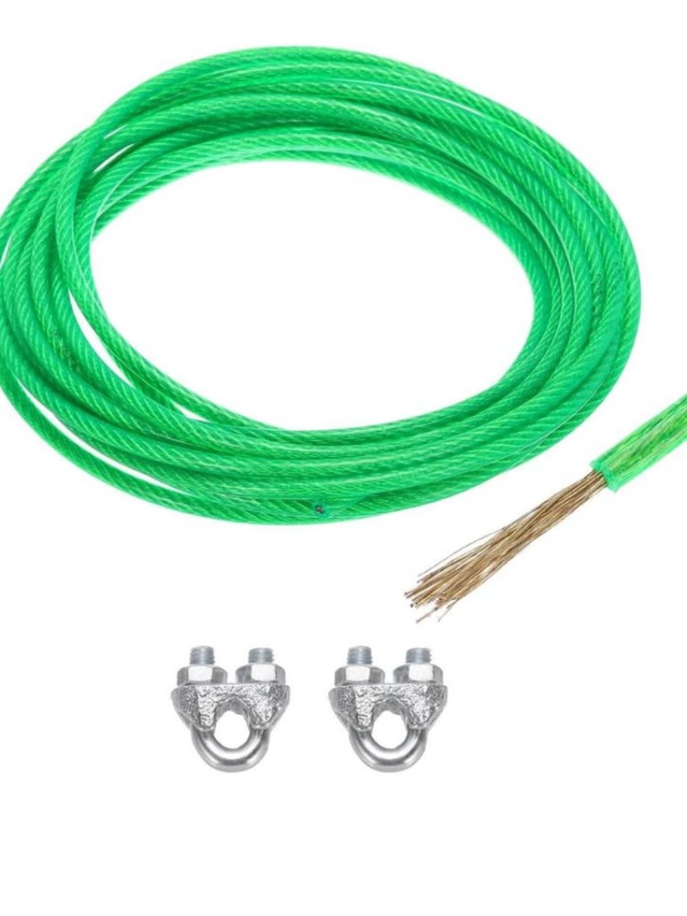 5mm (3/16 inch) Green Vinyl Coated Wire Rope, 6m /20ft